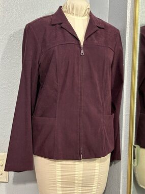 Dress Barn Burgundy Zip-Up Suede Jacket